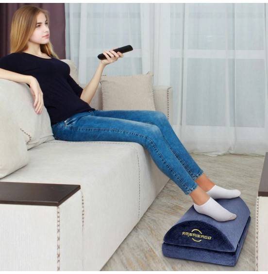Foot Rest for Under Desk at Work , Ergonomic Memory Foam Foot Stool Cushion for Home Office, Gaming, Computer - Adjustable 2 Heights Under Desk Footrest with Breathable Washable Cover by AMERIERGO Foot Rest for Under Desk at Work , Ergonomic Memory Foam Foot Stool Cushion for Home Office, Gaming, Computer - Adjustable 2 Heights Under Desk Footrest with Breathable Washable Cover by AMERIERGO